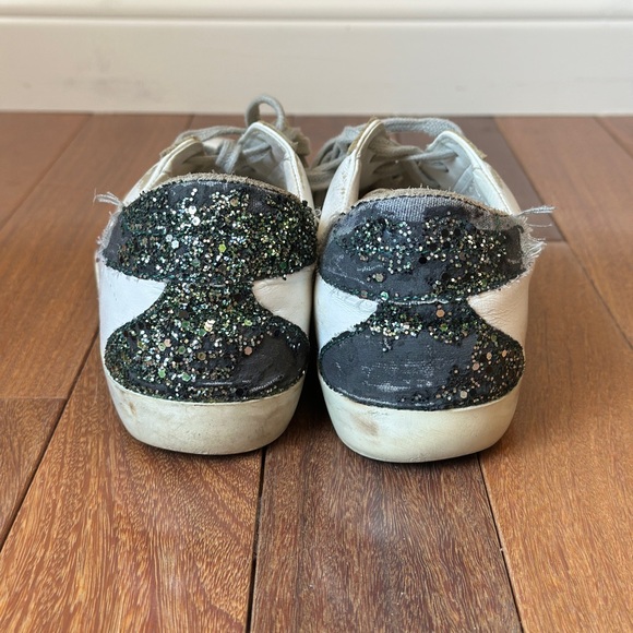 Women  Super-Star Sneakers EU 40 US 10 Leather Burgundy Star Glitter